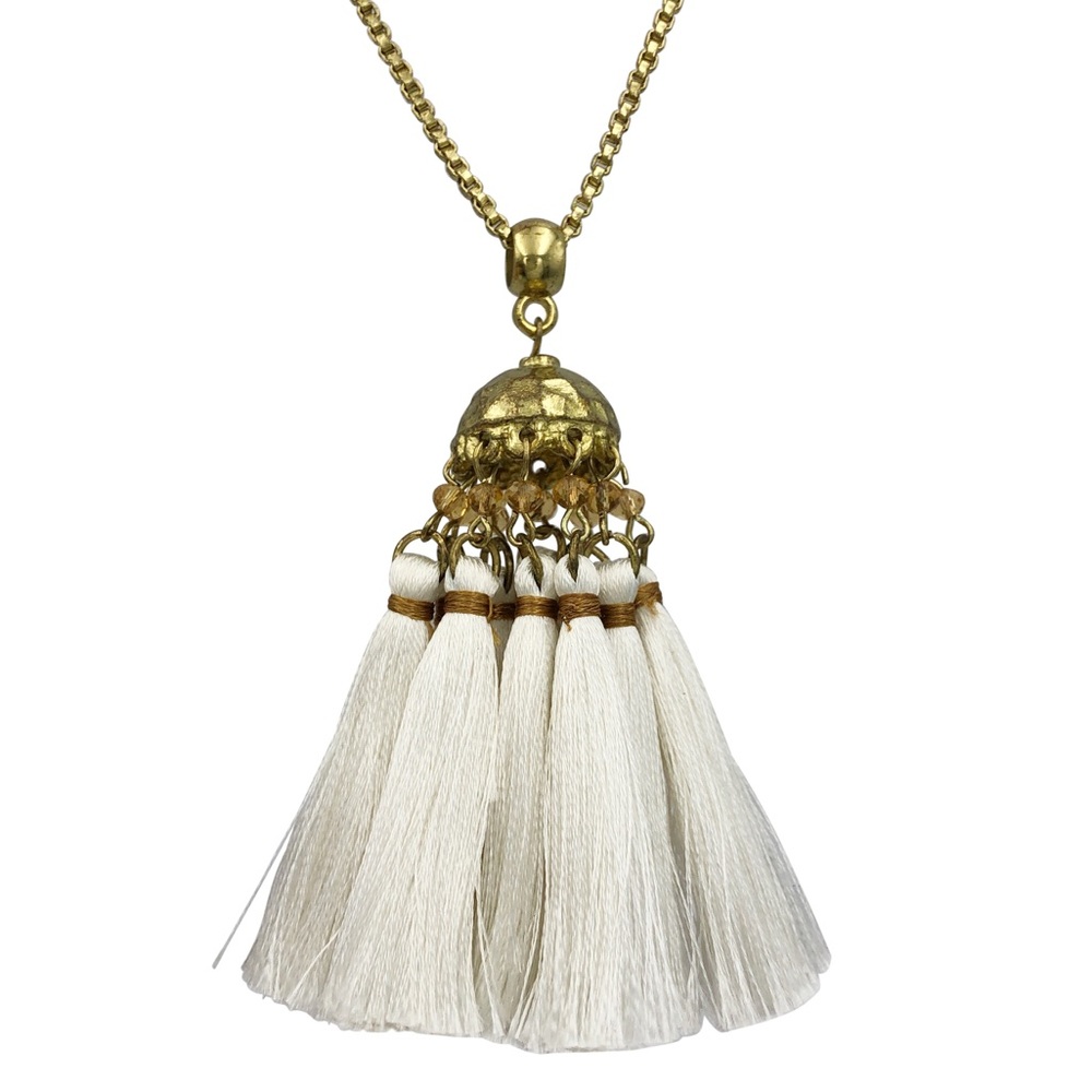 Multi Tassel Vintage Look Long Chain Necklace
